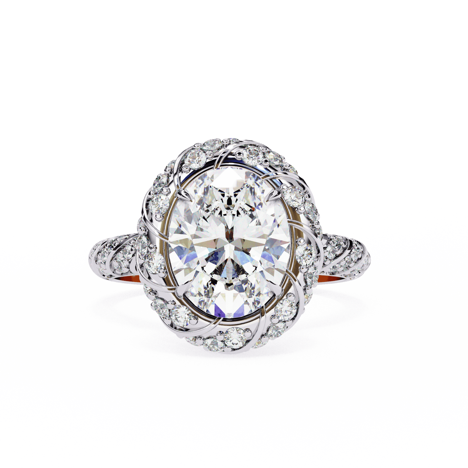 Vintage-Inspired Oval Diamond Halo Engagement Ring